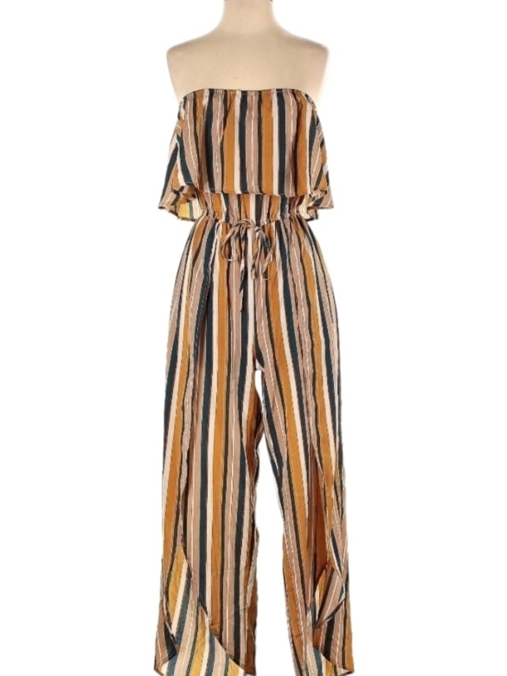 Striped Strapless Jumpsuit Size Medium